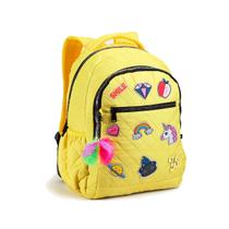 Mochila Escolar Costas Unicornio Feel Good Vibes Cor AMARELO