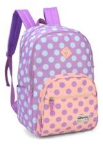 Mochila Escolar Costas Up4you Roxo Bolinhas Azul - Luxcel