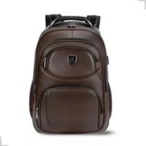 Mochila Escolar Couro Impermeável Grande Masculina marrom Mochila Escolar Couro Impermeável Grande Masculina marrom