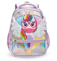 Mochila Escolar Creche Passeio Infantil Menina Unicónio 3D Holografica 13" Polegadas - Denlex Mochila Escolar Creche Passeio Infantil Menina Unicónio 3D Holografica 13" Polegadas - Denlex