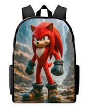 Mochila Escolar Criança Menina Menino Estampa Sonic Vermelho Mochila Escolar Criança Menina Menino Estampa Sonic Vermelho