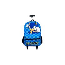Mochila Escolar Cursinho Infantil Juvenil Sonic Azul Argolas