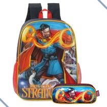 Mochila Escolar De Alças Doutor Estranho Marvel + Estojo