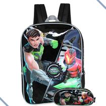 Mochila Escolar De Alças + Estojo Max Steel Força Turbo