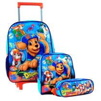 Mochila Escolar de Carrinho Infantil com Lancheira e Estojo - Clio