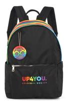 Mochila Escolar De Costas Colorida Com Chaveiro Up4You Preto