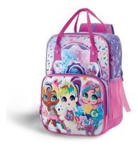 Mochila Escolar De Costas E Mão Menina Sorvete Rosa Donut Sweety