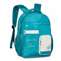 Mochila Escolar de Costas Fadas Glitter Juvenil Passeio -AZUL Mochila Escolar de Costas Fadas Glitter Juvenil Passeio -AZUL