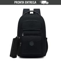 Mochila Escolar de Nylon Feminina Reforçada + Estojo Impermeável Compartimento Notebook Mochila Escolar de Nylon Feminina Reforçada + Estojo Impermeável Compartimento Notebook