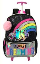 Mochila Escolar De Rodas Arco Íris Infantil Juvenil Feminina