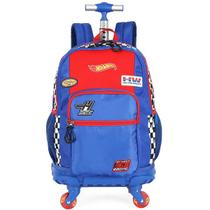 Mochila Escolar de Rodinhas 360 HOT Wheels Azul Luxcel Mochila Escolar de Rodinhas 360 HOT Wheels Azul Luxcel