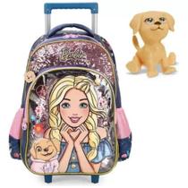 Mochila Escolar de Rodinhas Barbie Pet Azul/Rosa - Luxcel Mochila Escolar de Rodinhas Barbie Pet Azul/Rosa - Luxcel