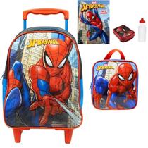 Mochila Escolar de Rodinhas com Lancheira Homem Aranha Tam G