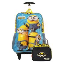 Mochila Escolar De Rodinhas Com Lancheira Térmica Minions