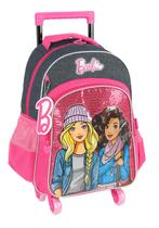 Mochila Escolar De Rodinhas Com Led Paetê Barbie - Luxcel