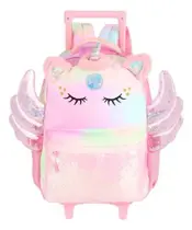 Mochila Escolar de Rodinhas e Costas Unicórnio UP4YOU