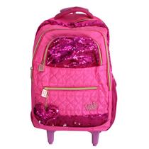 Mochila Escolar De Rodinhas Feminina Paetê Viking Flamingo - Vozz