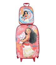 Mochila Escolar de Rodinhas Princesa Moana 3D Maxtoy + Lancheira
