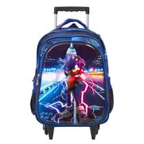 Mochila Escolar De Rodinhas Sonic 3D Tam G Cor Azul Menino