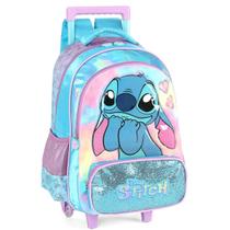 Mochila Escolar de Rodinhas Stitch 3D em Alto Relevo AZUL Mochila Escolar de Rodinhas Stitch 3D em Alto Relevo AZUL