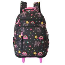 Mochila Escolar De Rodinhas Unicórnio Dl1592 Denlex Feminina