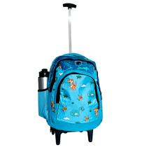 Mochila Escolar Dinossauro de Rodinhas Masculina Azul - Bezzter