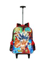 Mochila Escolar Dragon Ball Rodinhas Meninos Preta Grande