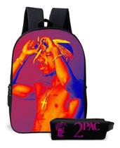 Mochila Escolar Estampa Cantor Rapper Pac Kit com Estojo