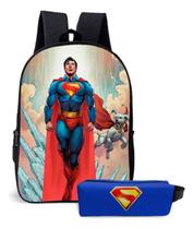 Mochila Escolar Estampa Super-Herói Man Kit com Estojo
