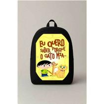 Mochila Escolar Estampada Frase Eu Quero Saber Porque O Gato Mia Bolsa Ideal Para Passeios e Viagens Mochila Escolar Estampada Frase Eu Quero Saber Porque O Gato Mia Bolsa Ideal Para Passeios e Viagens