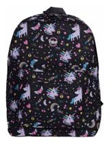 Mochila Escolar Estampada Unicórnios Juvenil Impermeável Zíper Rabisk Unicórnio RK2336 Preta