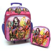 Mochila Escolar Ever After High Rodinhas G + Lancheira F4