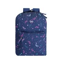 Mochila Escolar Feminina Alças Rabisk Flores Folhas Juvenil