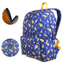 Mochila Escolar Feminina Container Azul Estampa Abacaxi Mochila Escolar Feminina Container Azul Estampa Abacaxi