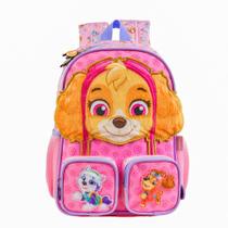 Mochila Escolar Feminina Infantil Patrulha Canina Skye Baby Rosa Claro