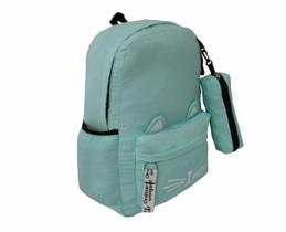 Mochila Escolar Feminina Juvenil Gatinha M831 Verde Água