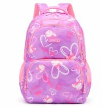 Mochila Escolar Feminina Moderna com Chaveiro