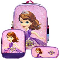 Mochila Escolar Feminina Reforçada Lancheira Princesa Sofia