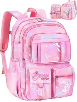 Mochila escolar Ficcug para meninas de 15 polegadas rosa elementar Mochila escolar Ficcug para meninas de 15 polegadas rosa elementar