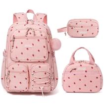 Mochila escolar Fimibuke, 3 peças de veludo cotelê infantil com lancheira e bolsa Mochila escolar Fimibuke, 3 peças de veludo cotelê infantil com lancheira e bolsa