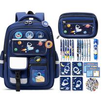 Mochila escolar Fimibuke Kids para meninos com conjunto de papelaria de 30 unidades Mochila escolar Fimibuke Kids para meninos com conjunto de papelaria de 30 unidades