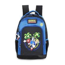 Mochila Escolar Gamer Básica Sonic Chaveiro Azul - 6931759247962