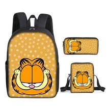 Mochila escolar Garfields Anime, conjunto de 3 peças para crianças Mochila escolar Garfields Anime, conjunto de 3 peças para crianças