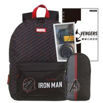 Mochila Escolar Geek Iron Man Com Caderno Estojo E Fone de Ouvido
