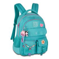 Mochila Escolar Grande 17,5" Com Alça Regulável Rebecca Bonbon 7 Bolsos Nylon Com Chaveiro
