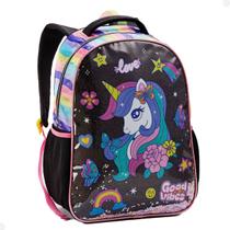 Mochila Escolar Grande Menina Infantil Unicórnio Glitter17"