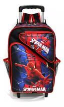 Mochila Escolar Homem Aranha 3 Bolsos Rodinha Tam G Meninos