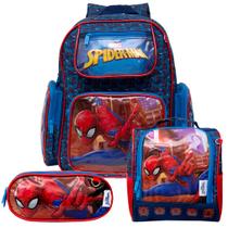 Mochila Escolar Homem Aranha de Costas Lancheira + Estojo