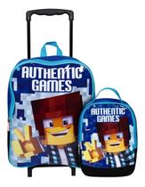 Mochila Escolar Infantil Authentic Game Rodinhas G Lancheira Lisa