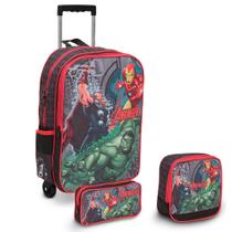 Mochila Escolar Infantil Avengers Grande Masculina De Rodas